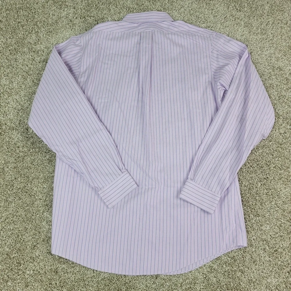 Brooks Brothers 346 Slim Fit Mens 16.5-6/7 Purple Striped‎ Button Up Long Sleeve